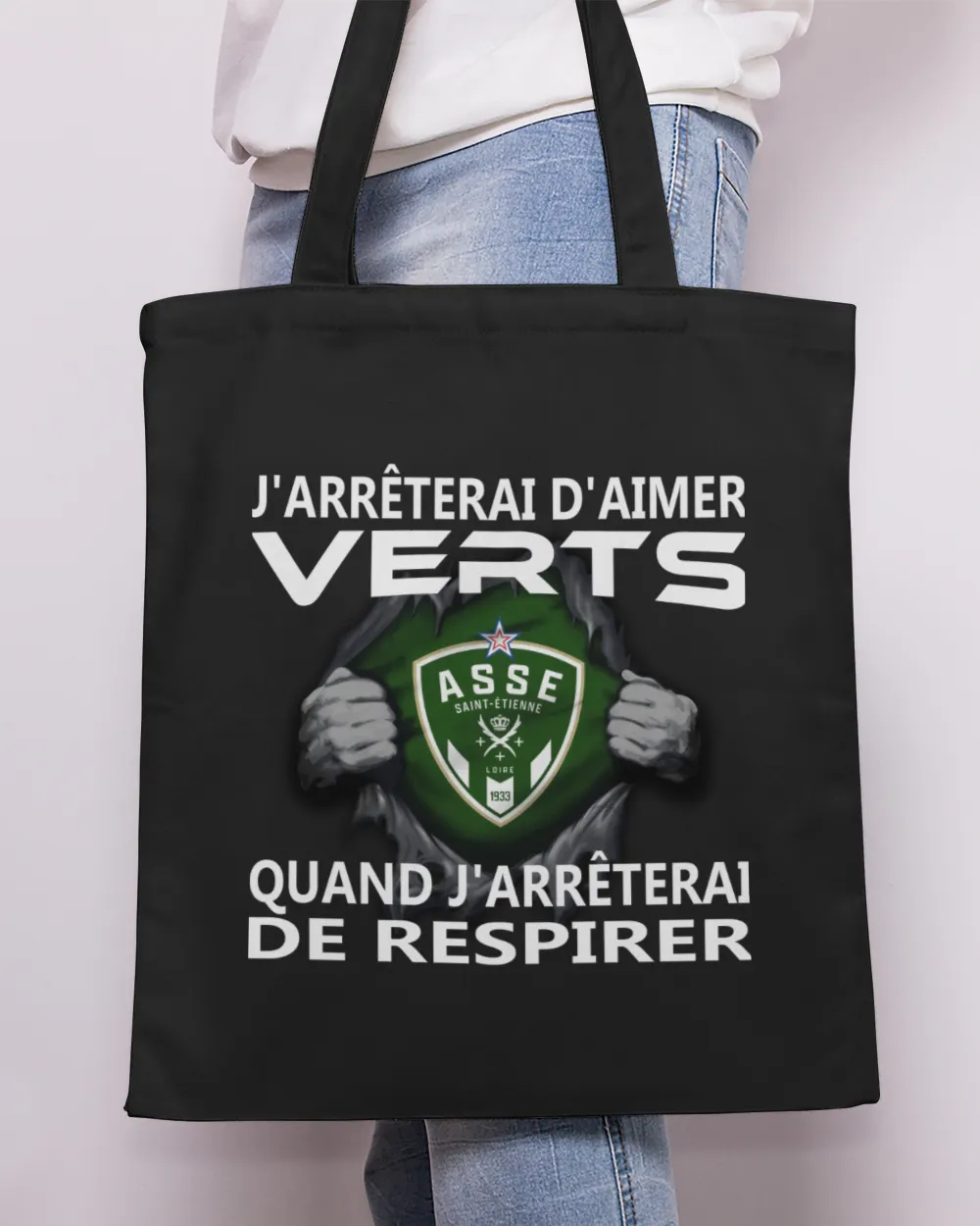 AS Saint Etienne I will only stop FRA Tote Bag - Printed in the EU black onesize