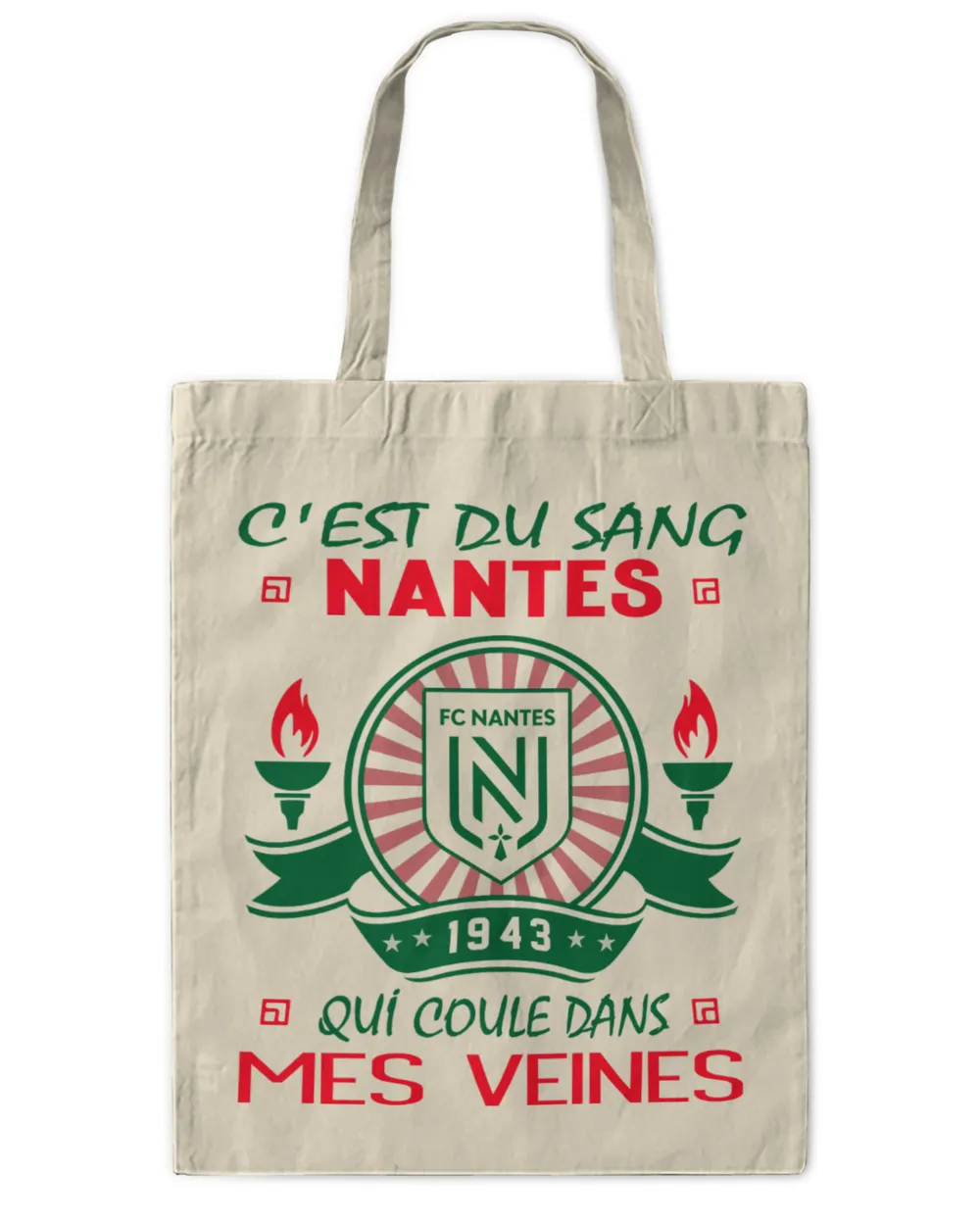 FC Nantes Blood runs FRA Tote Bag - Printed in the EU natural onesize