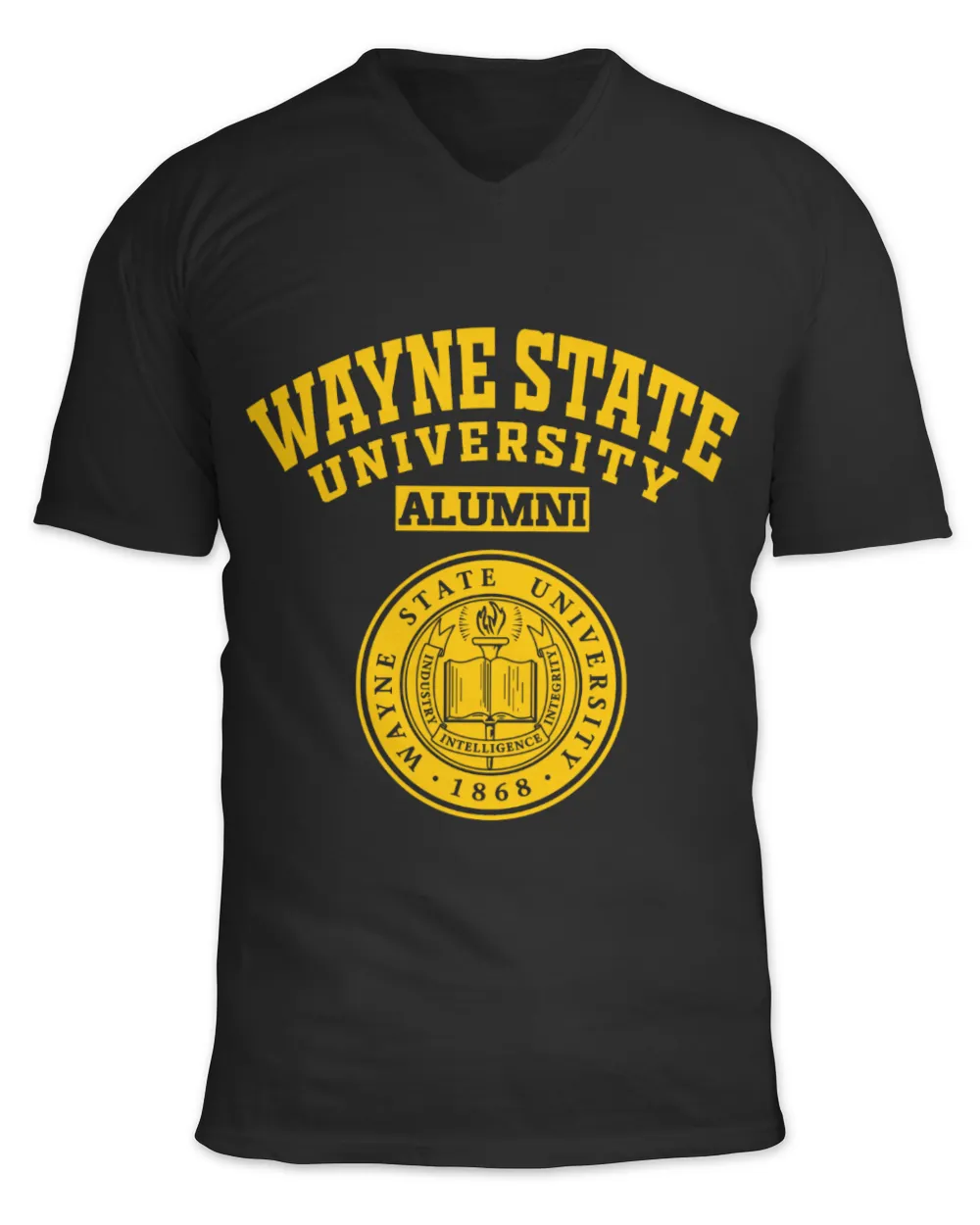 Wayne State UNI LGO Unisex Jersey SS V-Neck T-Shirt black s
