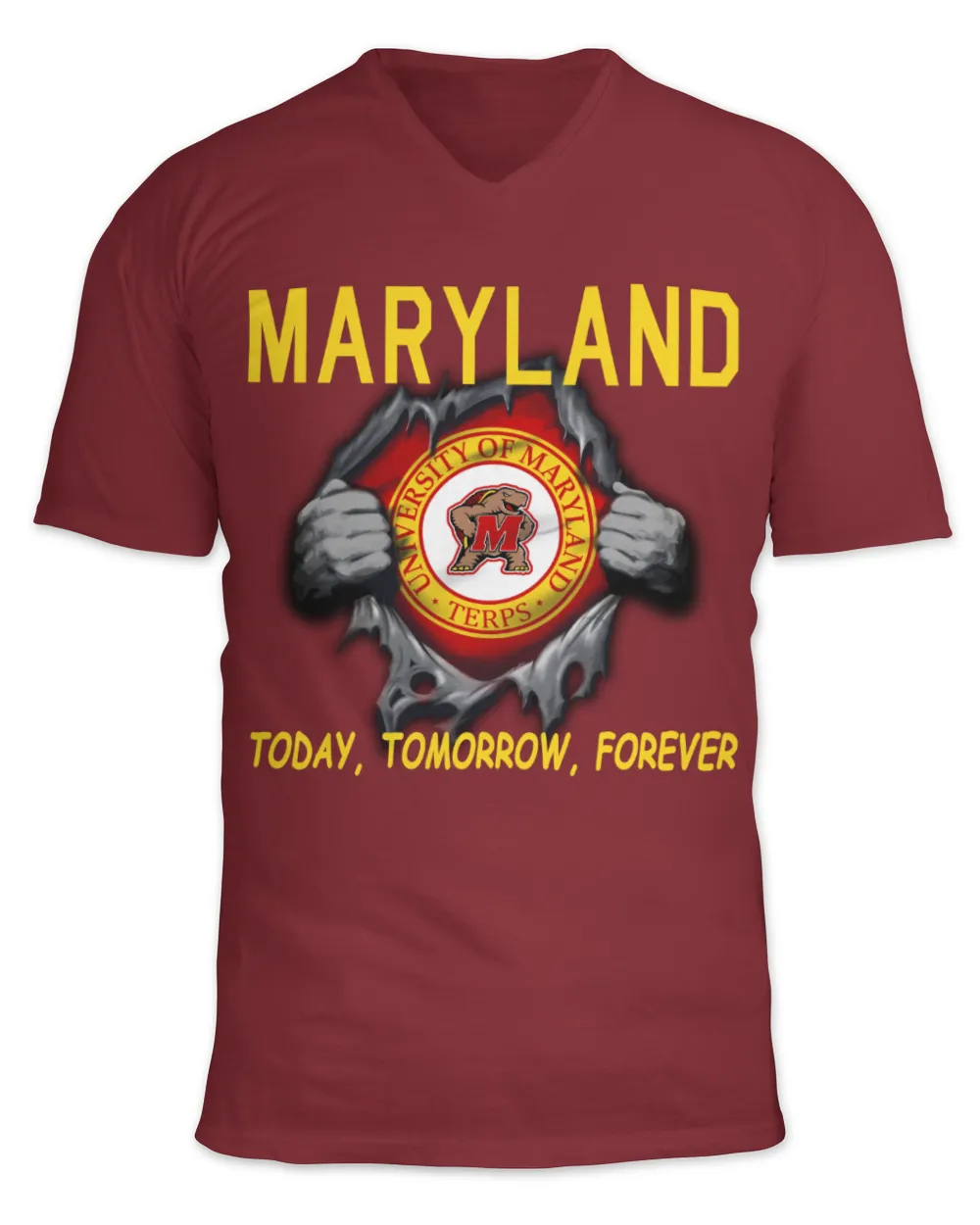 Maryland Terrapins Today forever US Unisex Jersey SS V-Neck T-Shirt canvas-red s