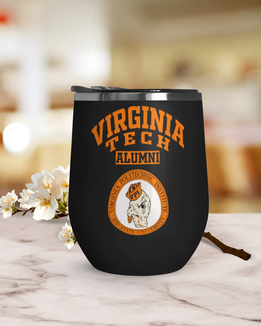 Virginia Tech 2 LGO Wine Tumbler (12 oz) black 12oz