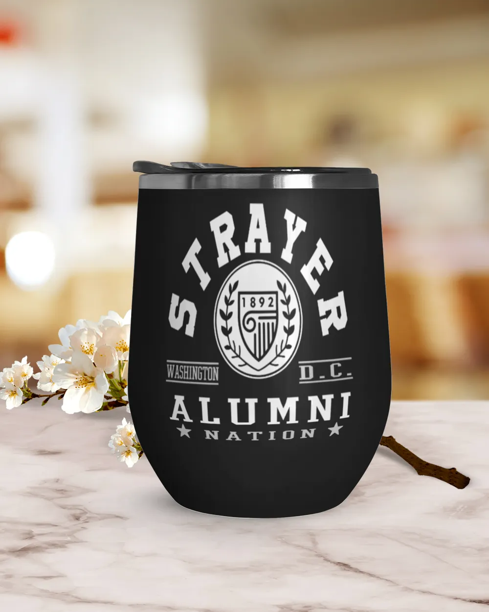 Strayer University Nation Wine Tumbler (12 oz) black 12oz