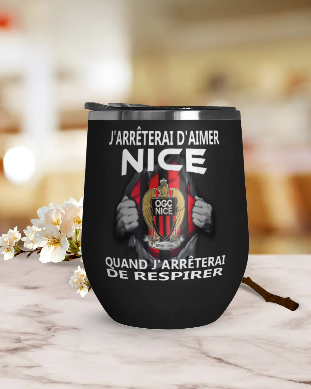OGC Nice I will only stop FRA Wine Tumbler (12 oz) black 12oz