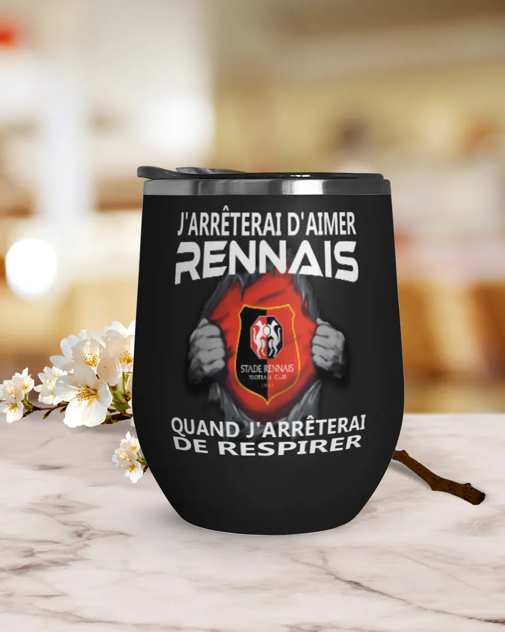 Stade Rennais FC I will only stop FRA Wine Tumbler (12 oz) black 12oz