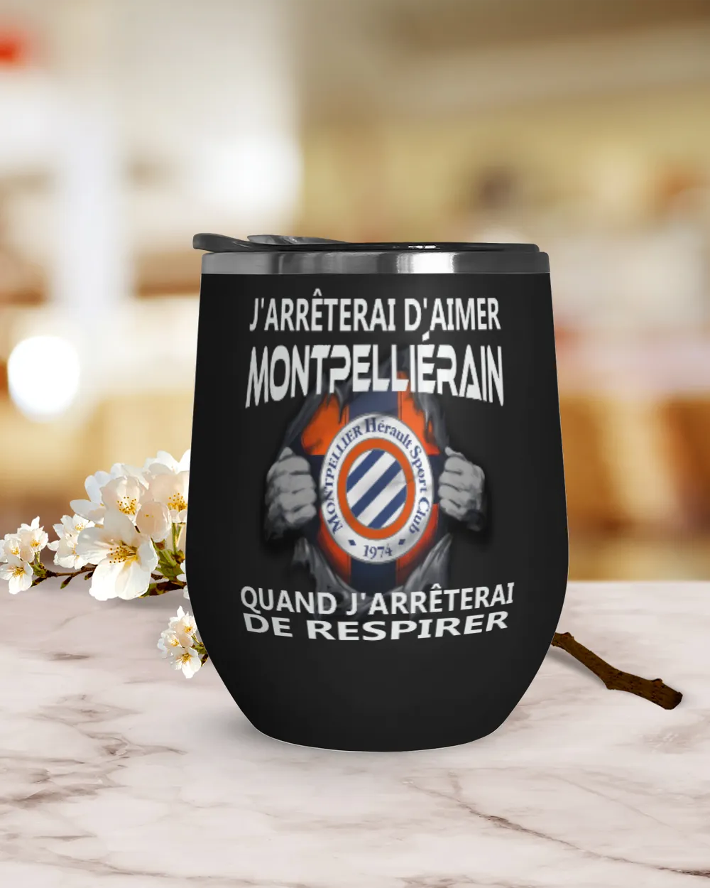 Montpellier HSC I will only stop FRA Wine Tumbler (12 oz) black 12oz