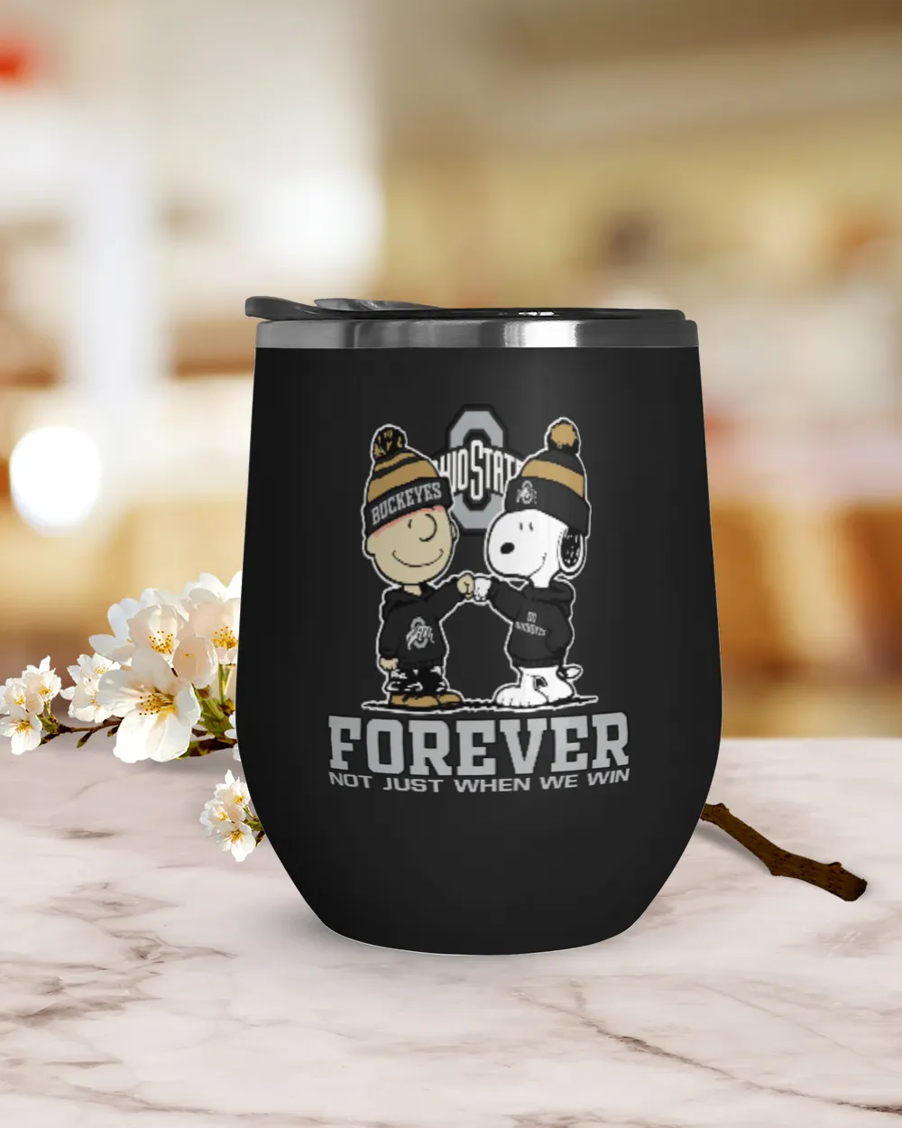 Ohio State Buckeyes not just we win US Wine Tumbler (12 oz) black 12oz