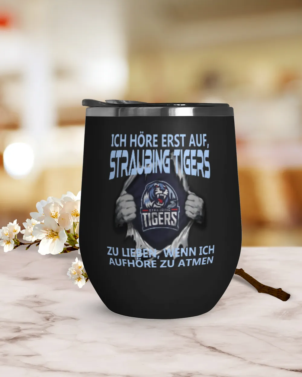 Straubing Tigers I will stop GER Wine Tumbler (12 oz) black 12oz