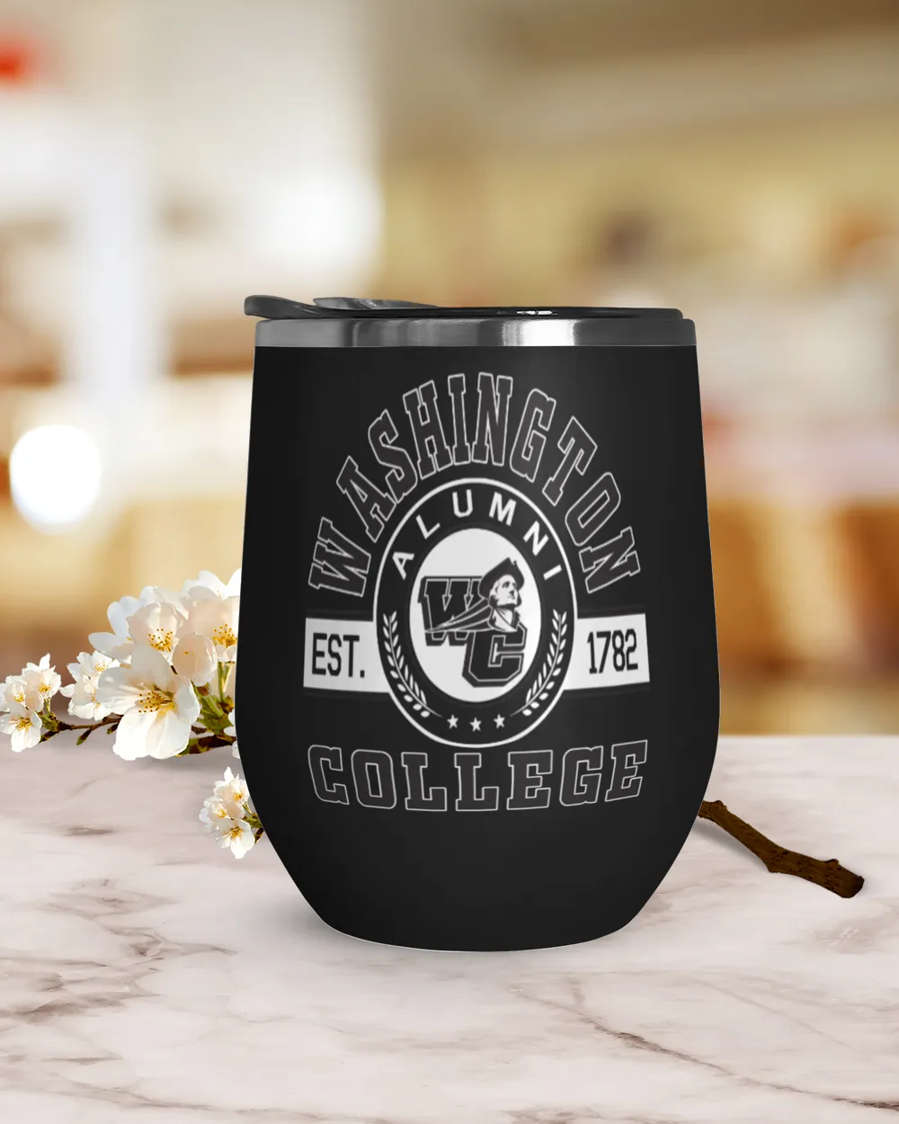 Washington College Lgo2 Wine Tumbler (12 oz) black 12oz