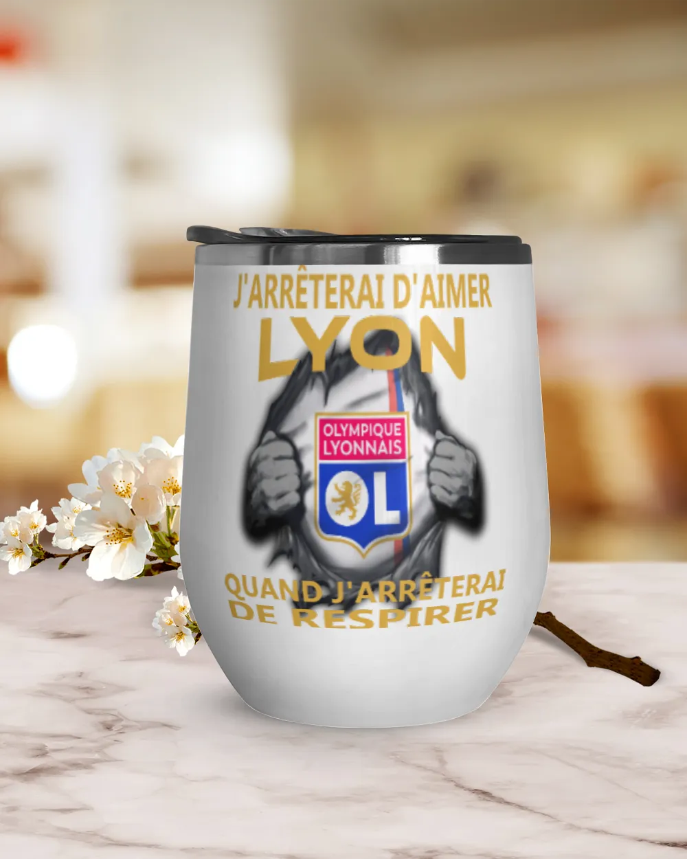 Olympique Lyonnais I will only stop FRA Wine Tumbler (12 oz) white 12oz