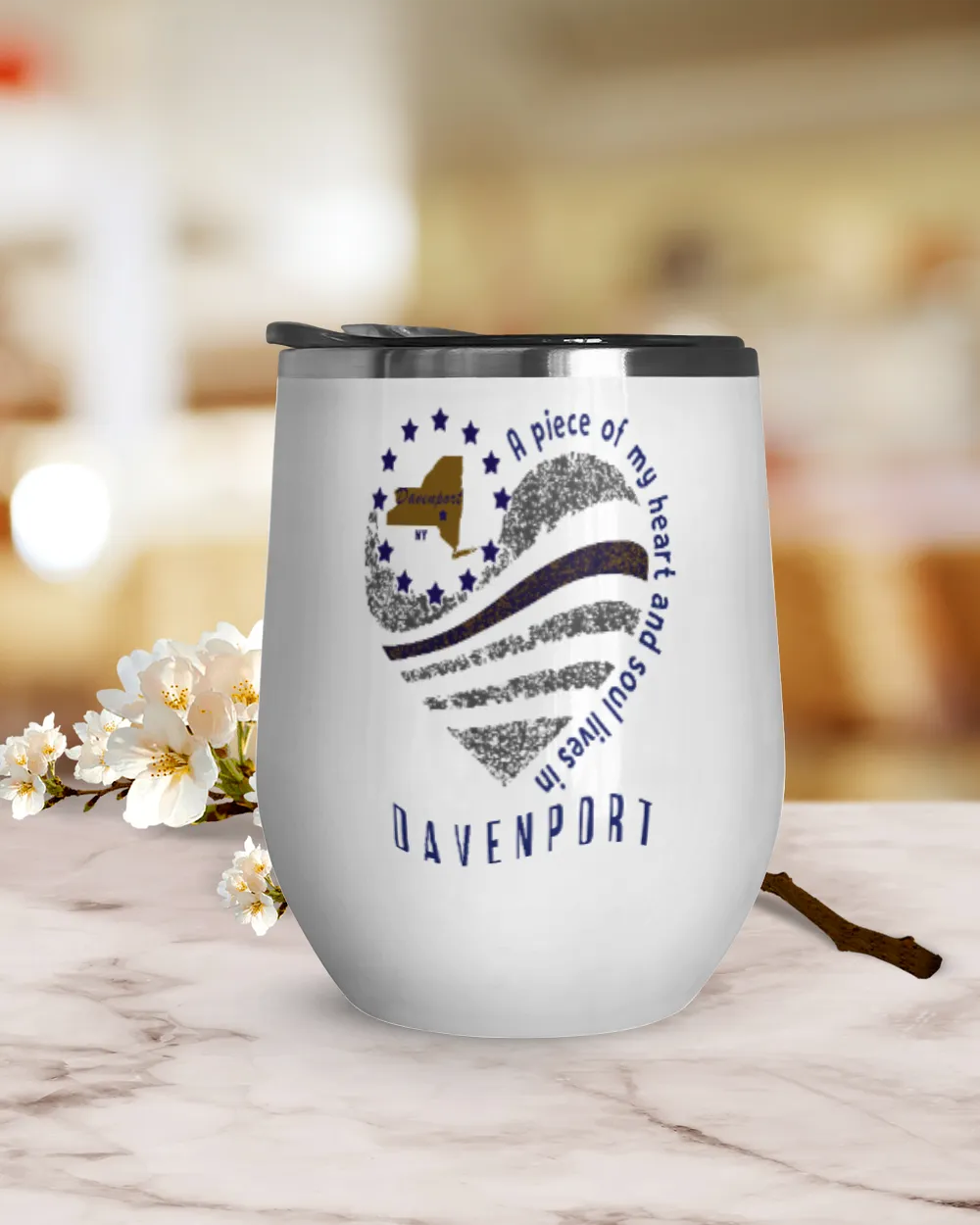 Davenport A piece of my soul in NY Wine Tumbler (12 oz) white 12oz