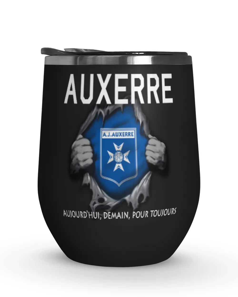 AJ Auxerre Today Forever FRA Wine Tumbler (12 oz) black 12oz