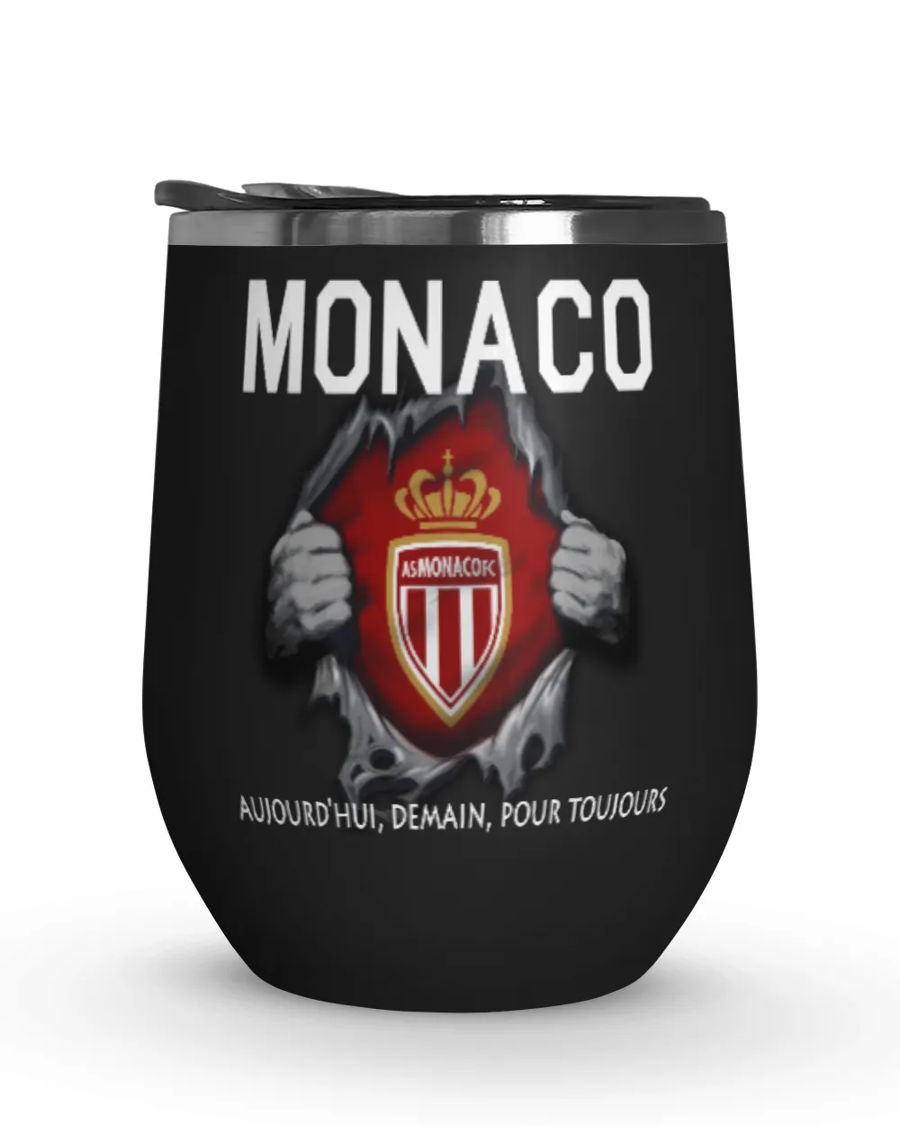 AS Monaco FC Today Forever FRA Wine Tumbler (12 oz) black 12oz