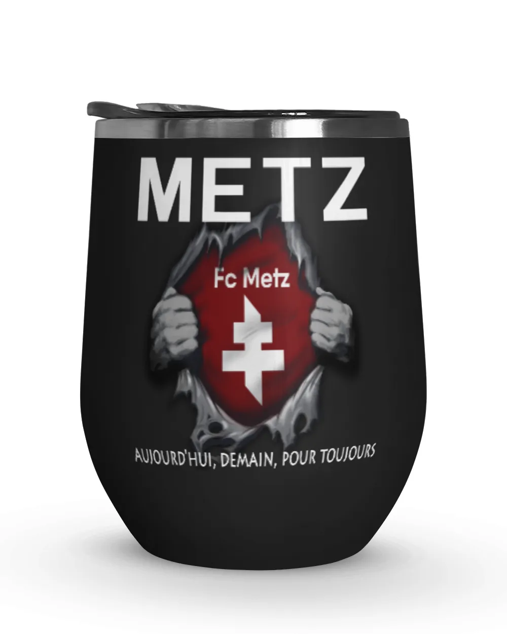 FC Metz Today Forever FRA Wine Tumbler (12 oz) black 12oz