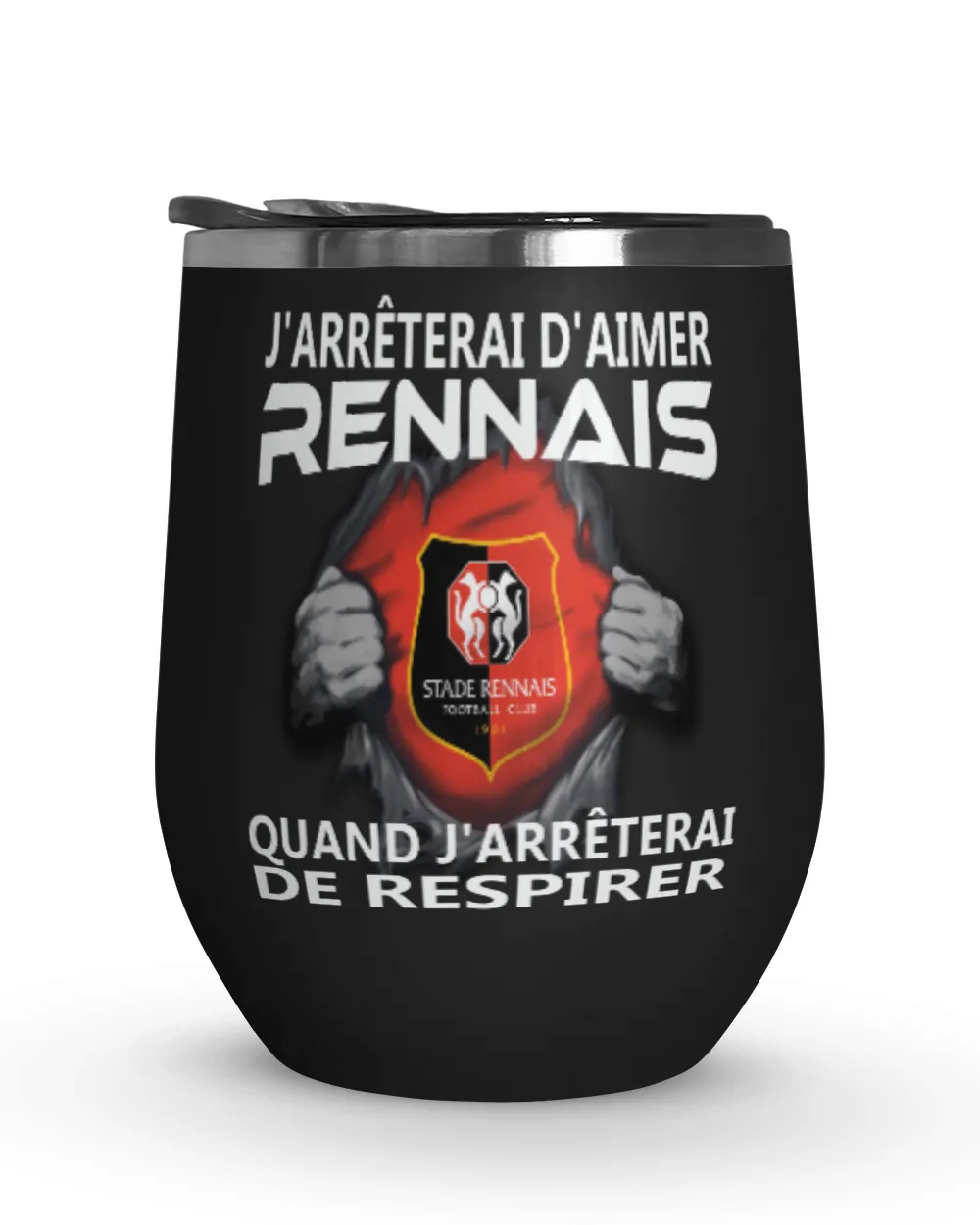 Stade Rennais FC I will only stop FRA Wine Tumbler (12 oz) black 12oz