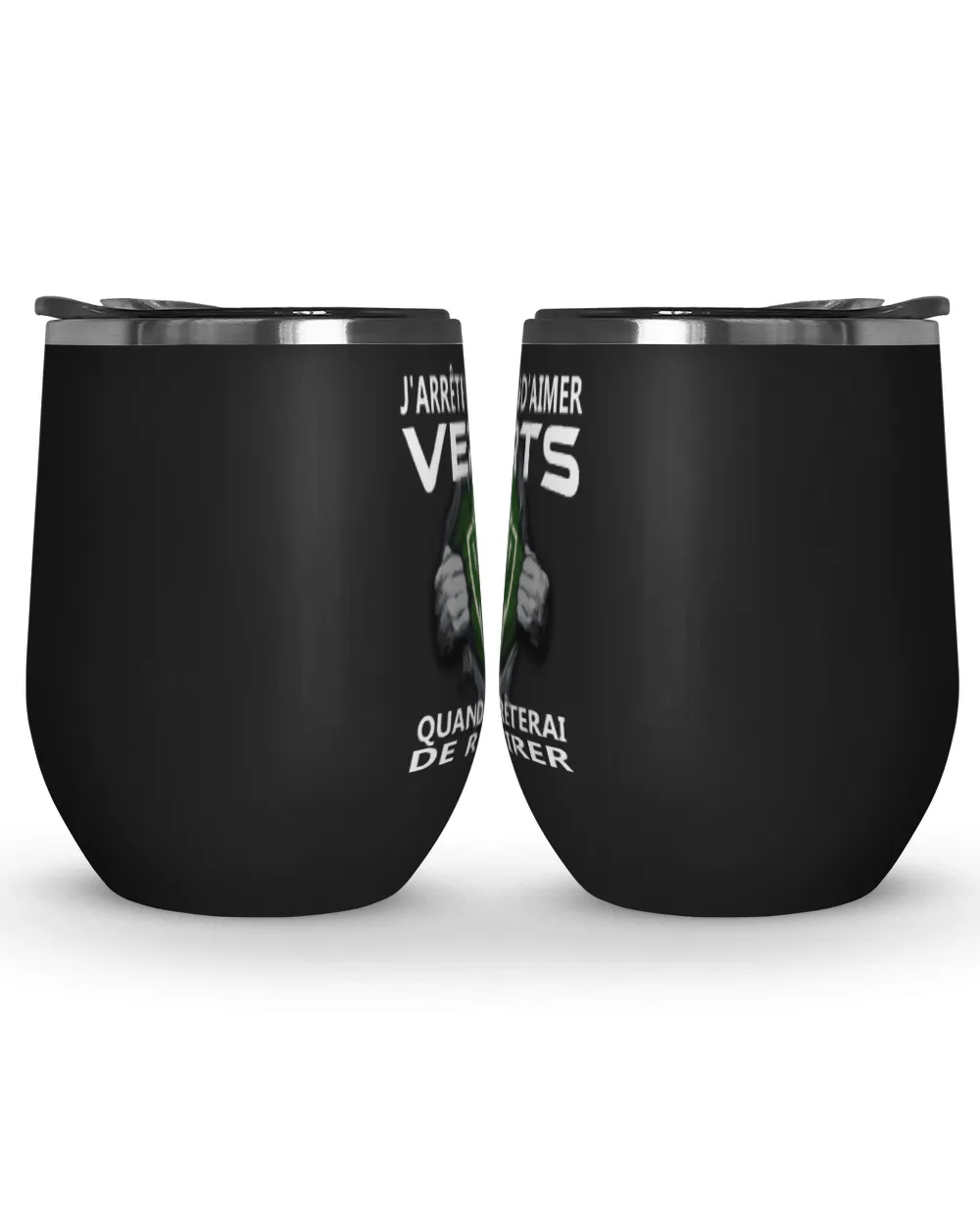 AS Saint Etienne I will only stop FRA Wine Tumbler (12 oz) black 12oz
