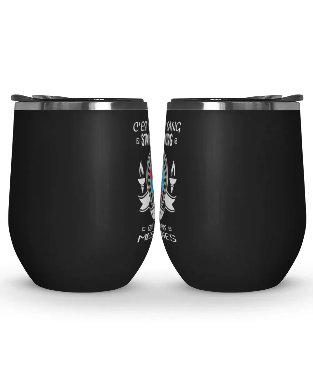 RC Strasbourg Alsace Blood runs FRA Wine Tumbler (12 oz) black 12oz