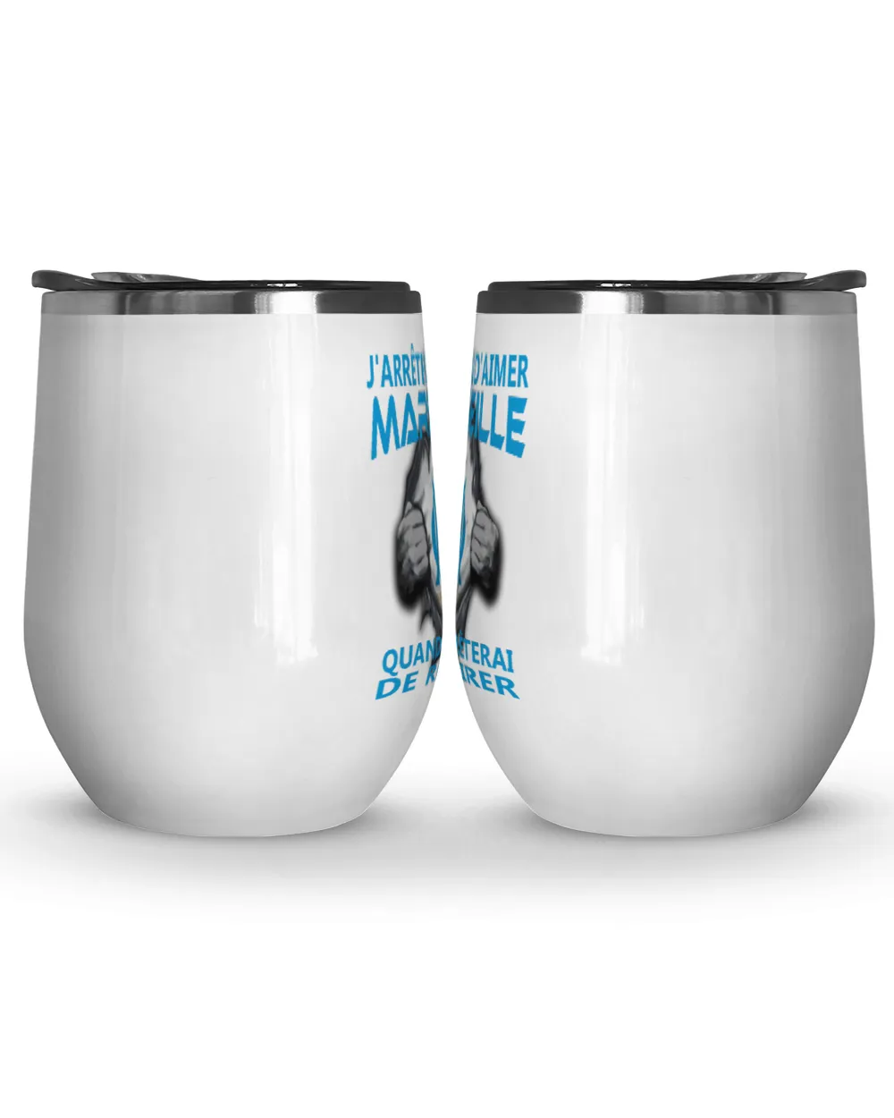 Olympique de Marseille I will only stop FRA Wine Tumbler (12 oz) white 12oz