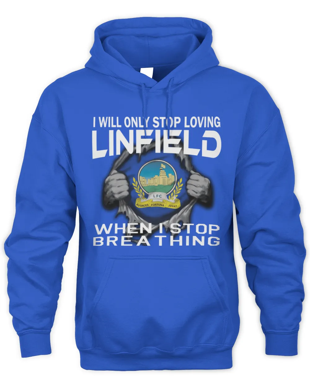 Linfield FC i will only stop NIRE Unisex Hoodie royal s