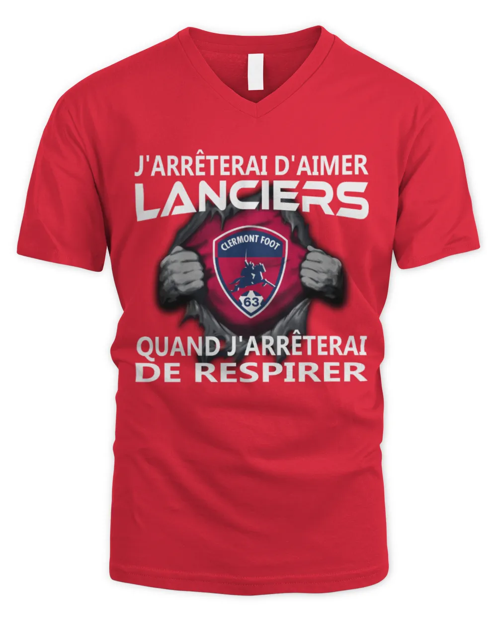 Clermont Foot I will only stop FRA Men's V-Neck T-Shirt red s