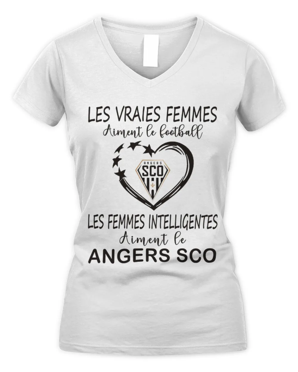 Angers SCO Smart Women FRA Women's V-Neck T-Shirt white s