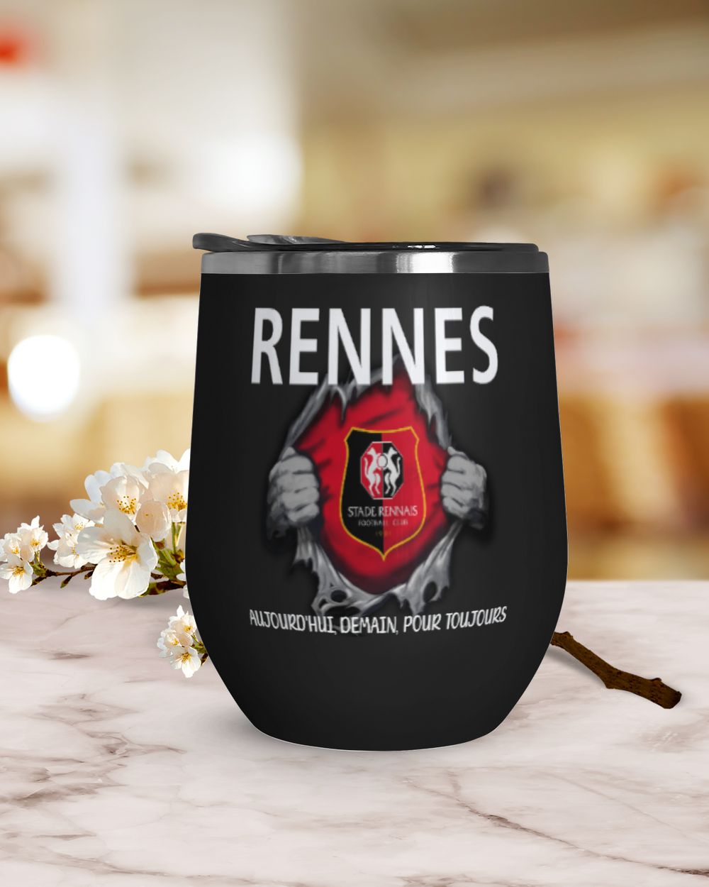 Stade Rennais FC Today Forever FRA Wine Tumbler (12 oz) black 12oz