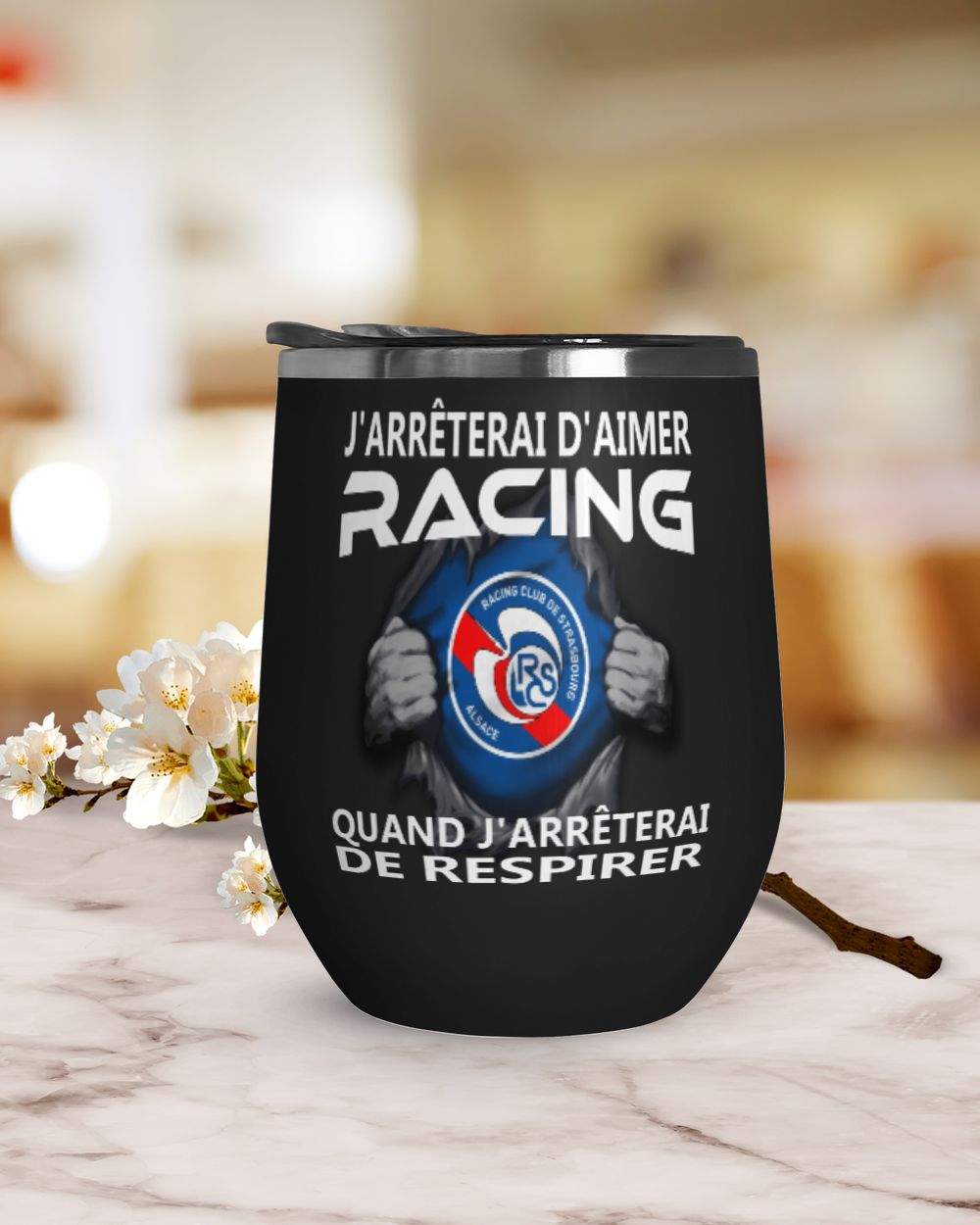 RC Strasbourg Alsace I will only stop FRA Wine Tumbler (12 oz) black 12oz