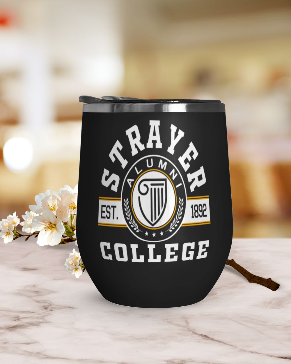 Strayer College Lgo2 Wine Tumbler (12 oz) black 12oz