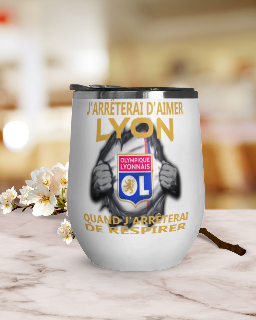Olympique Lyonnais I will only stop FRA Wine Tumbler (12 oz) white 12oz