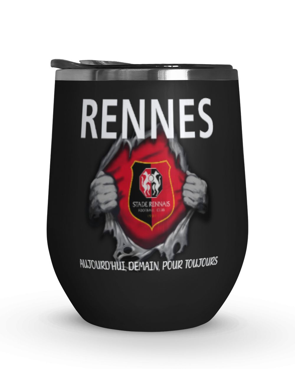 Stade Rennais FC Today Forever FRA Wine Tumbler (12 oz) black 12oz