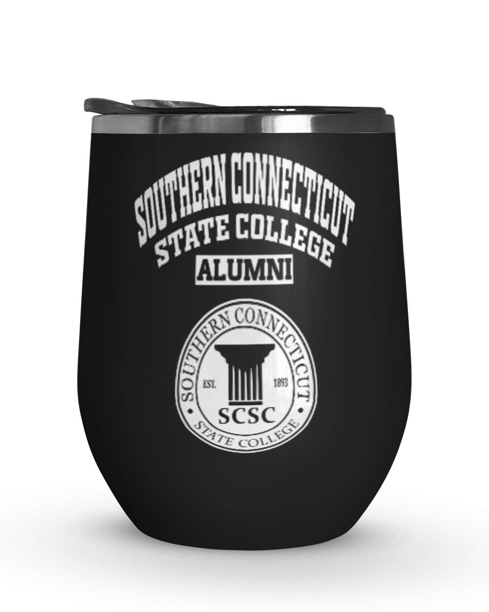 Southern Connecticut State College LG Wine Tumbler (12 oz) black 12oz