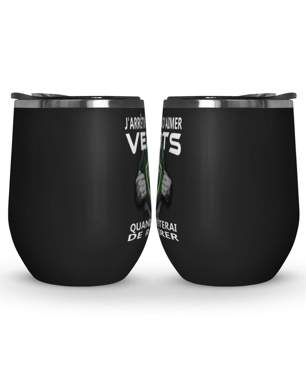 AS Saint Etienne I will only stop FRA Wine Tumbler (12 oz) black 12oz