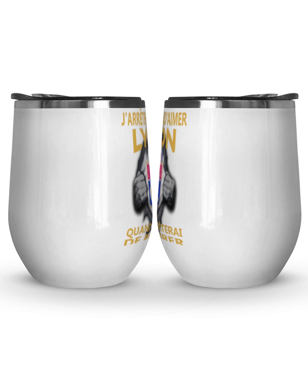 Olympique Lyonnais I will only stop FRA Wine Tumbler (12 oz) white 12oz
